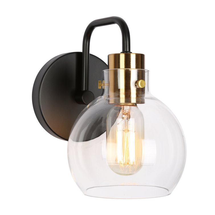 Mercer41 Christof 1 Light Dimmable Black/Gold Bath Sconce Wayfair.ca